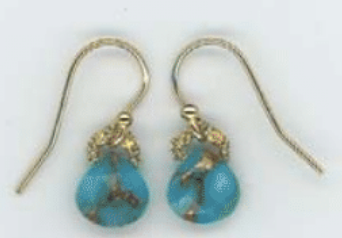 Turquoise Copper Pedal Drop Woven Earrings