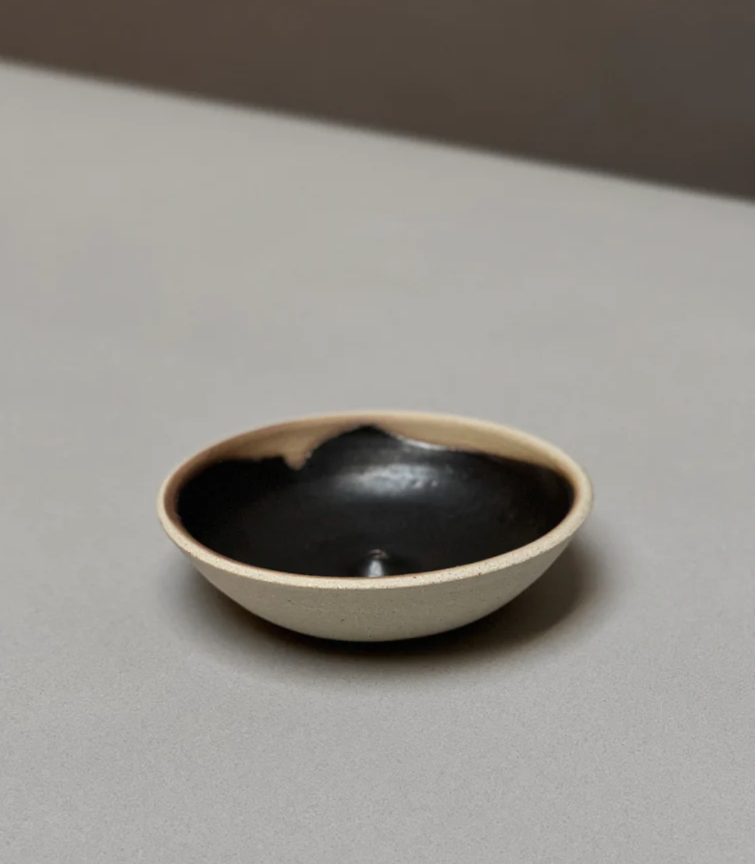 Black Stoneware Incense Holder