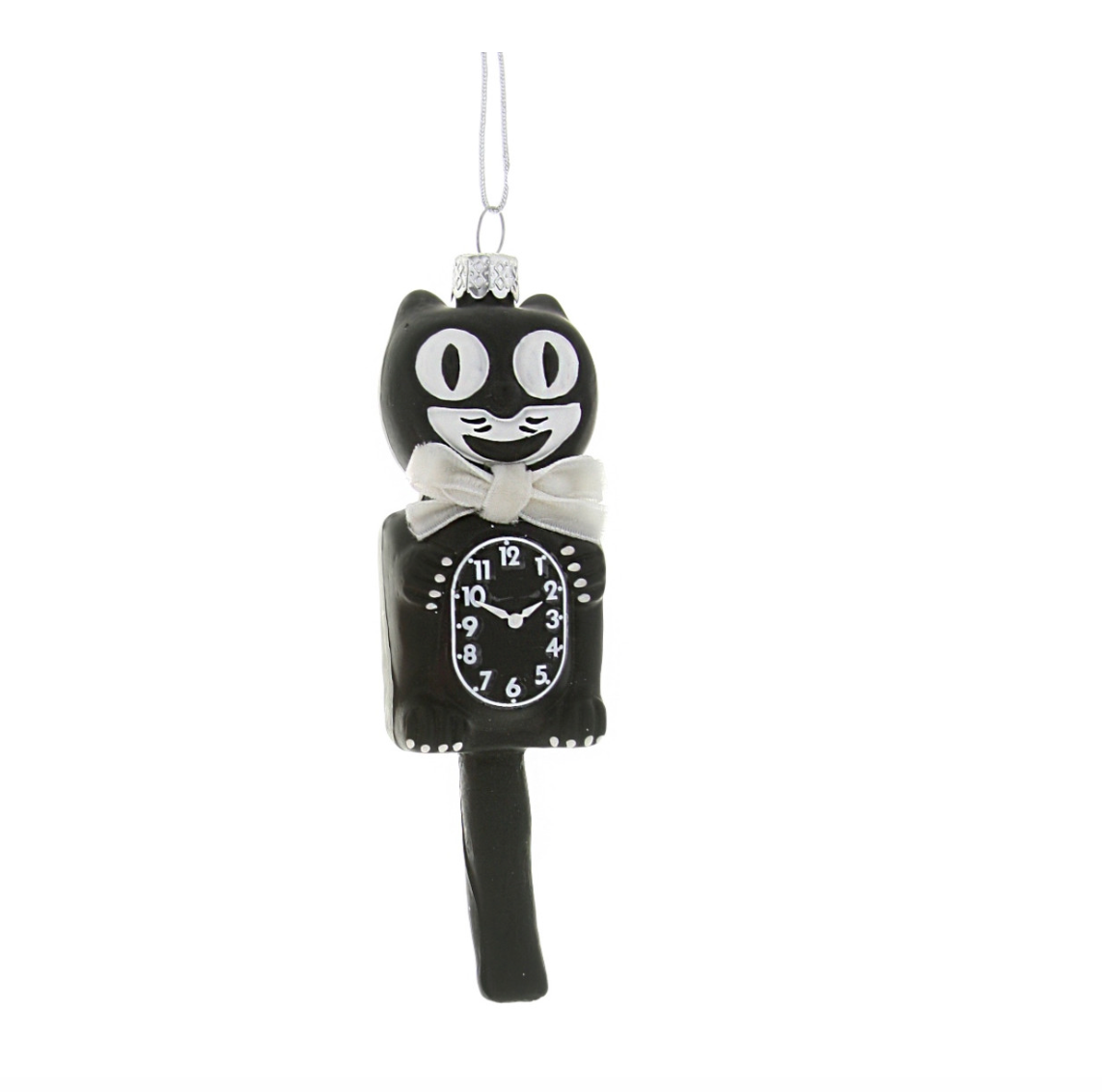 Black Retro Cat Clock Ornament