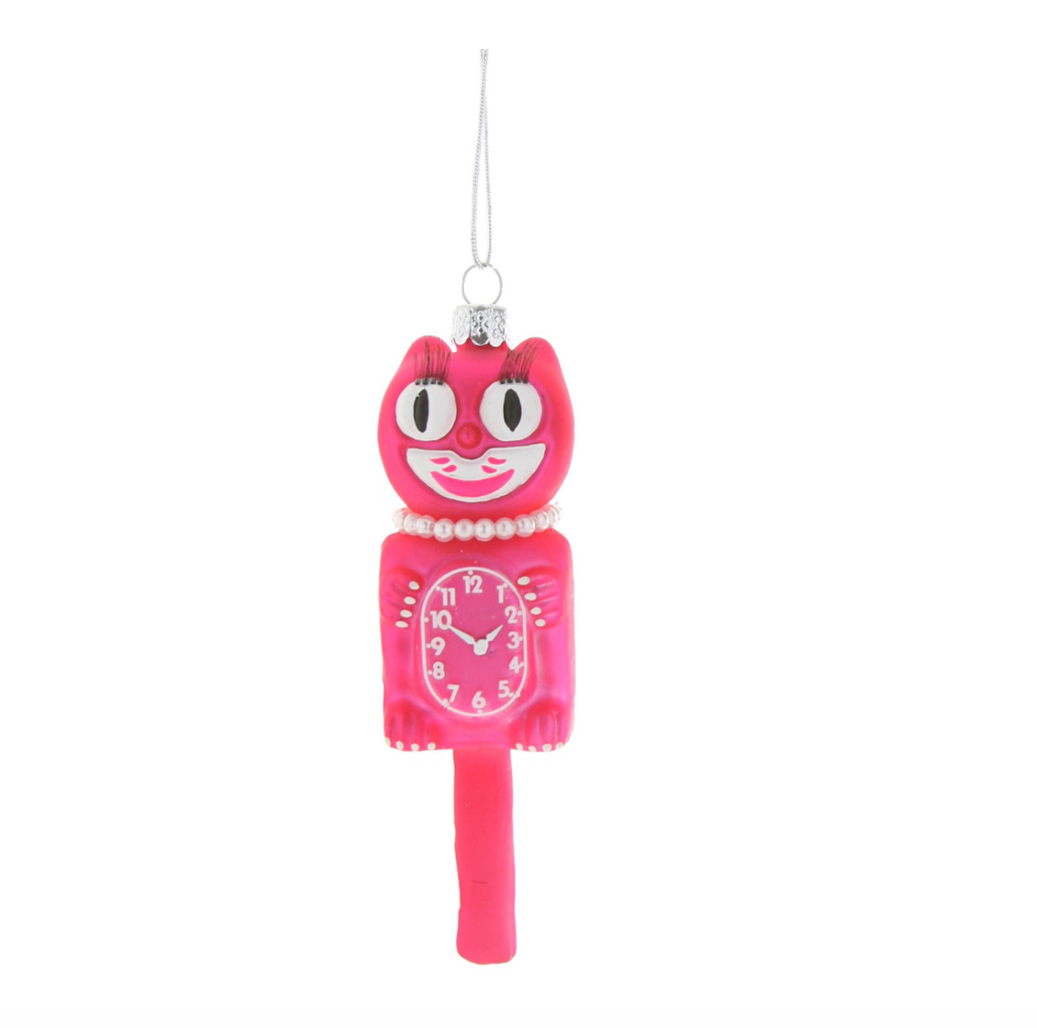 Pink Retro Cat Clock Ornament