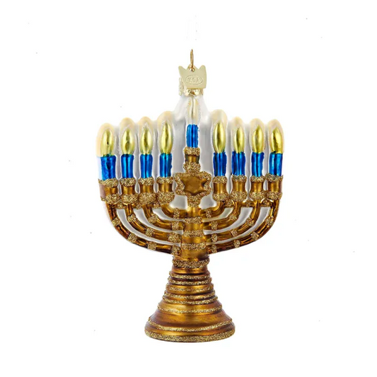 Gold Menorah Glass Ornament