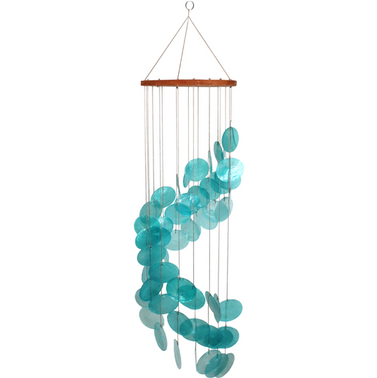 Spiral Capiz Shell Chime, Aqua Bay