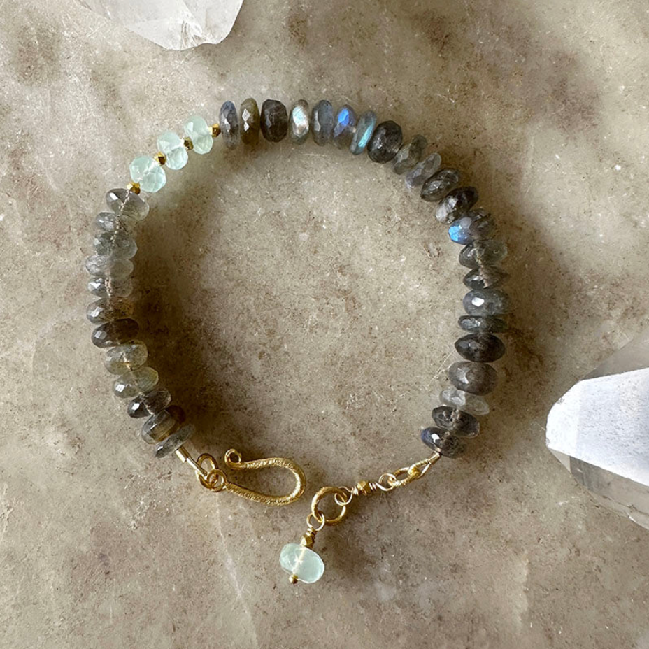 Labradorite, Copper Aquamarine Bracelet