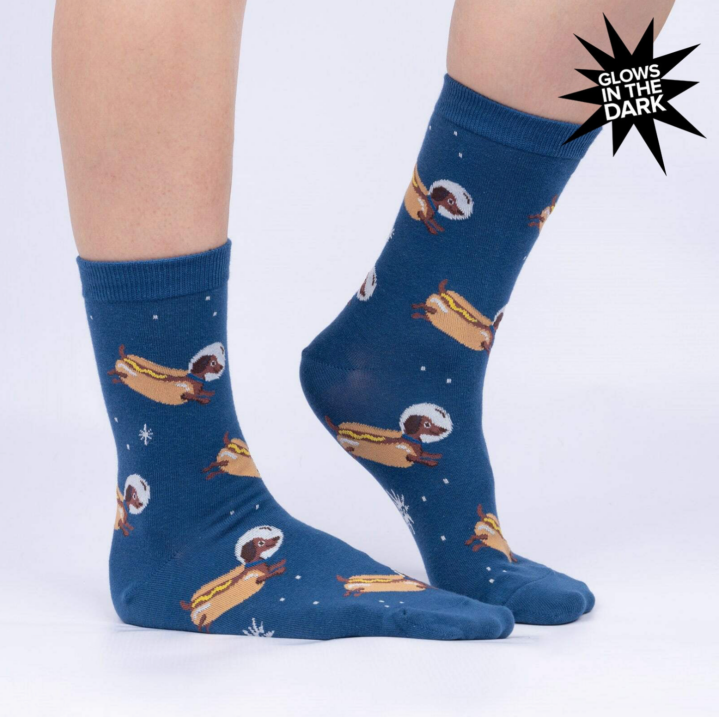 Weiner Dogs In Space Crew Socks, S/M