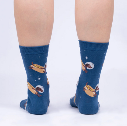 Weiner Dogs In Space Crew Socks, S/M