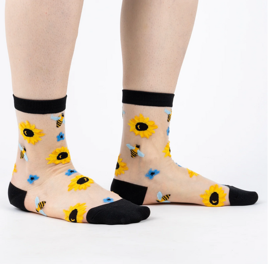 You Are My Sunshine Sheer Crew Socks