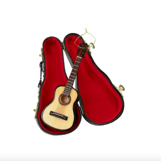 Wooden Pearlized Guitar Ornament