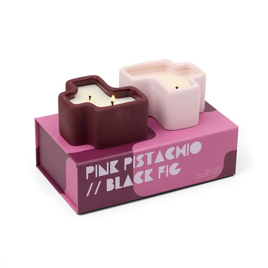 Jigsaw Candle Set - Pink Pistachio + Black Fig