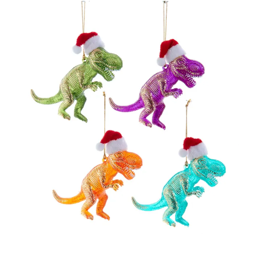 Dinosaur Santa Ornament