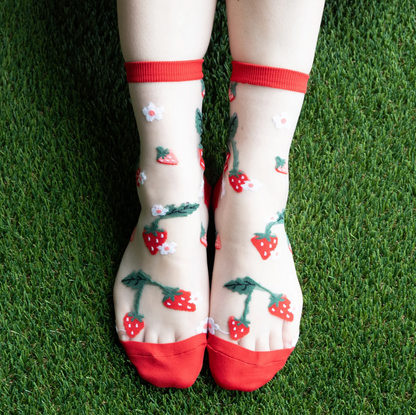 Berry Cute Sheer Crew Socks