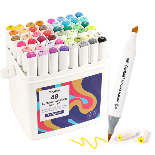 Set of 48 Grable Alcohol Markers with a colorful box on a white background