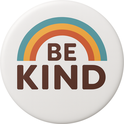 Be Kind Retro Rainbow Pin Button