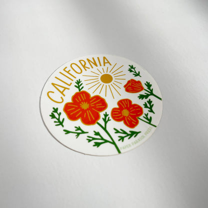 California Poppy Sun Sticker