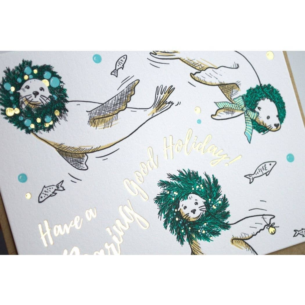 Holiday Roaring Sea Lions Card