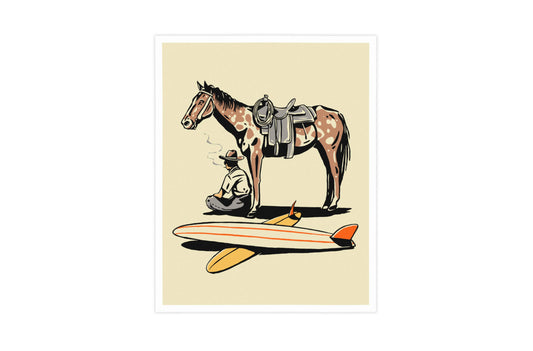 Surf Check, A Cowboy and His Horse Print, 8x10