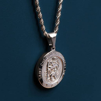 Waterproof Men's St. Christopher necklace (Rope Chain)