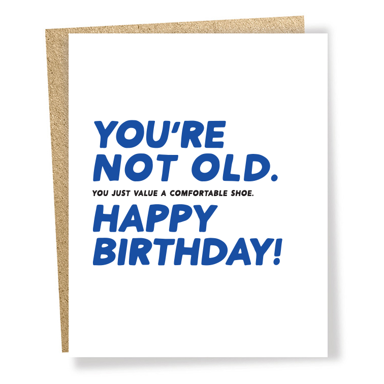 Birthday card with blue text on a white background