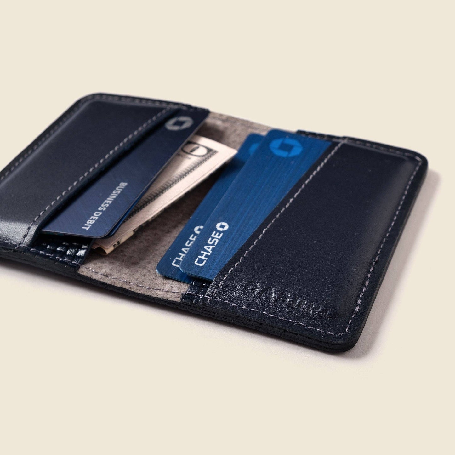Navy Leather Bifold Wallet – RFID