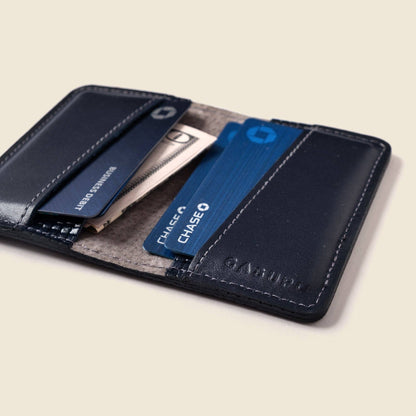 Navy Leather Bifold Wallet – RFID