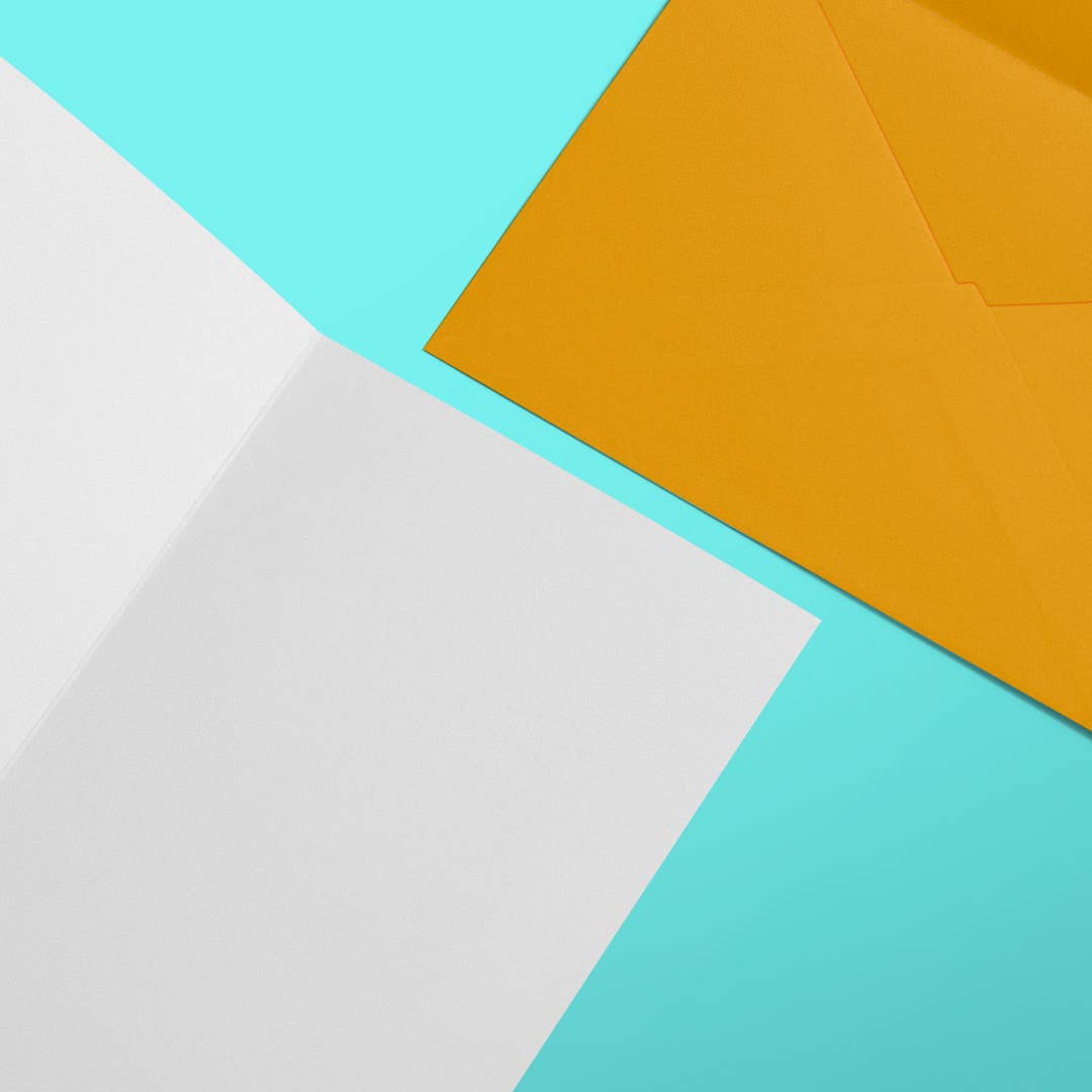 Colorful geometric pattern with orange, blue, and white shapes.