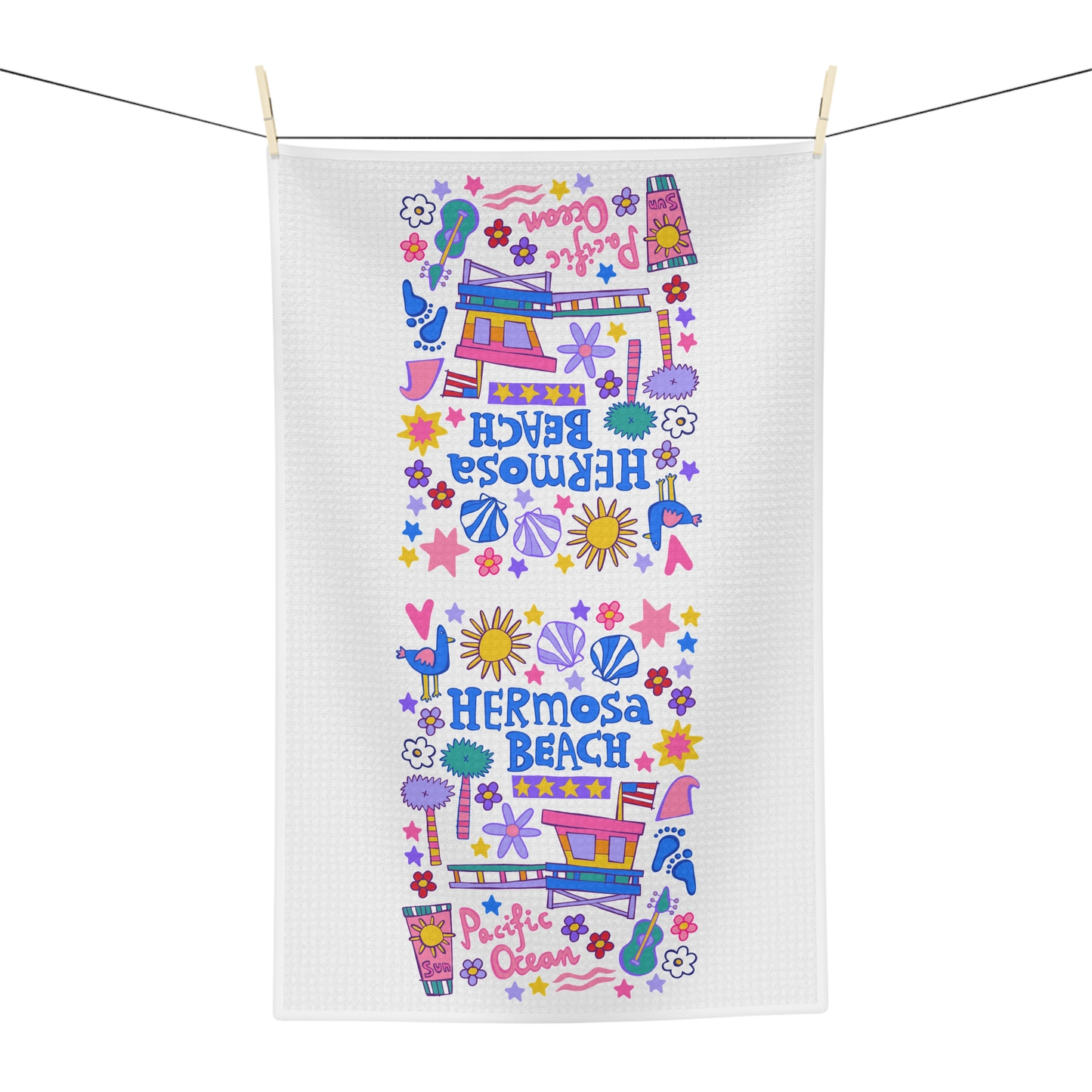 Hermosa Beach Waffle Tea Towel