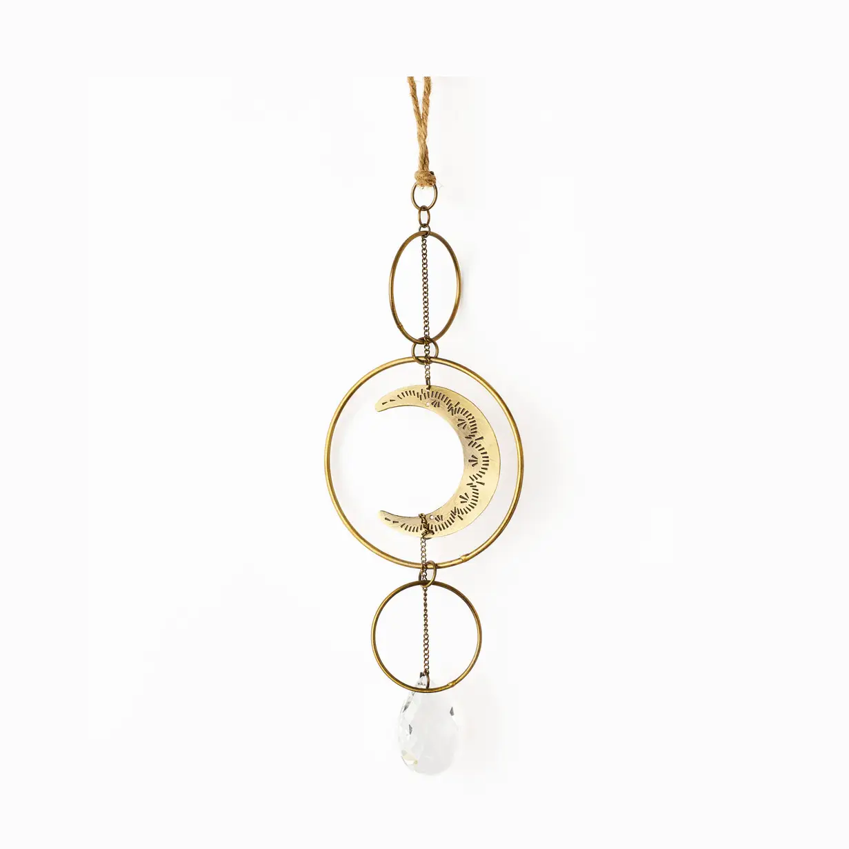 Surya Crescent Moon Brass Suncatcher