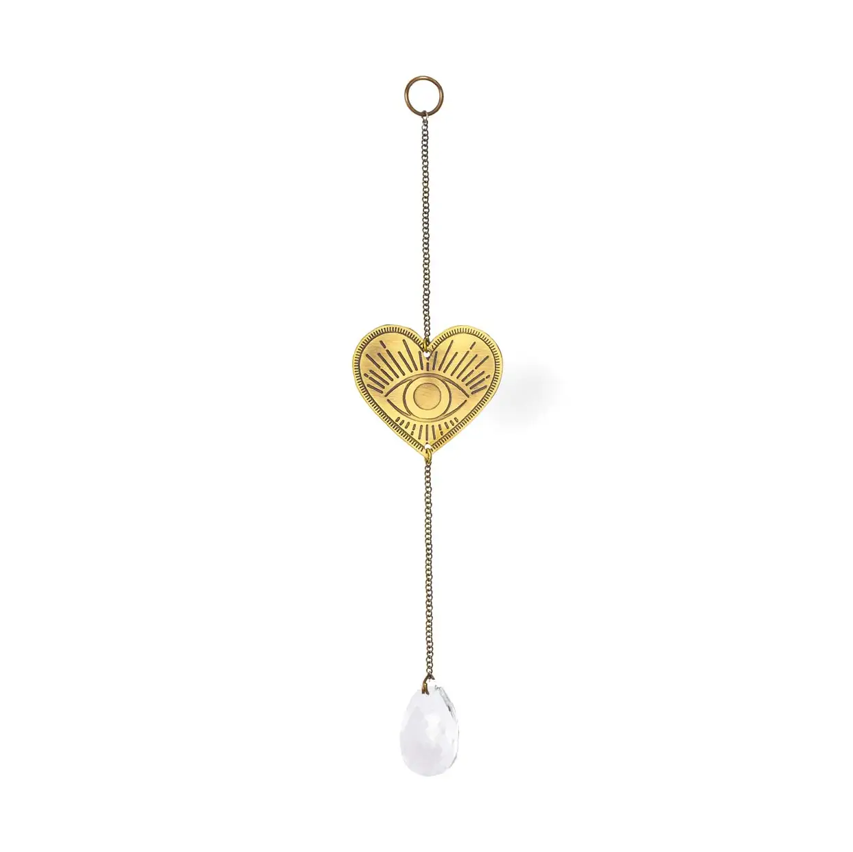Surya Mini Heart Engraved Brass Suncatcher
