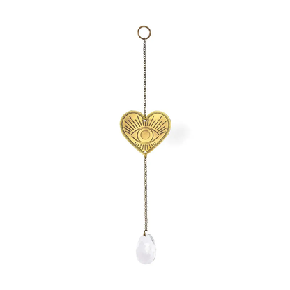 Surya Mini Heart Engraved Brass Suncatcher