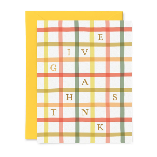 Give Thanks Plaid Card