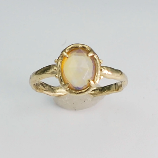 Opal Solitaire with Organic Band