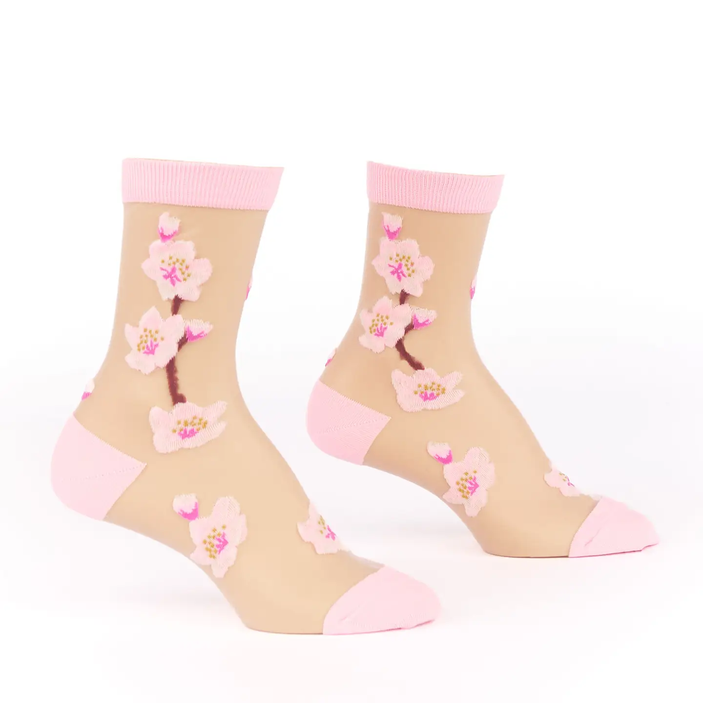 Cherry Blossoms Sheer Crew Socks