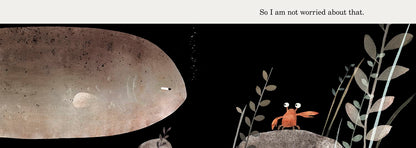 Illustration of a small creature on a rock with a large planet in the background