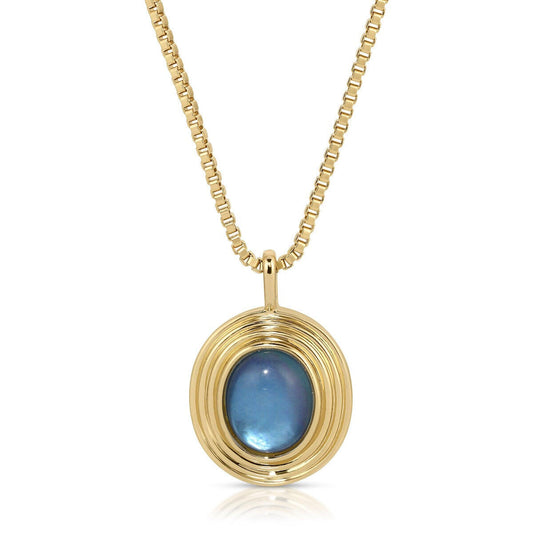 Mother of Pearl Saturn Gold Pendant Necklace