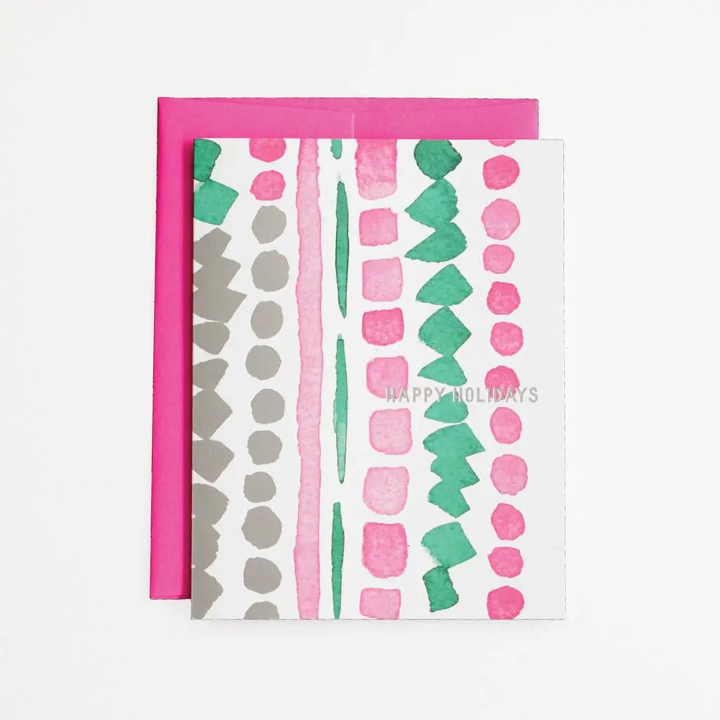 Pink & Green Holiday Card