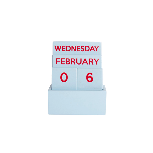 Light Blue Wooden Desk Calendar
