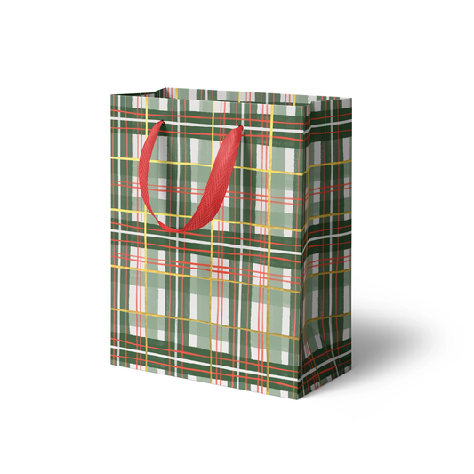 Holiday Plaid Gift Bag, Medium
