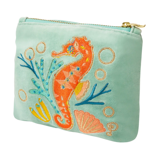 Sparkling Seashorse Velvet Mini Pouch