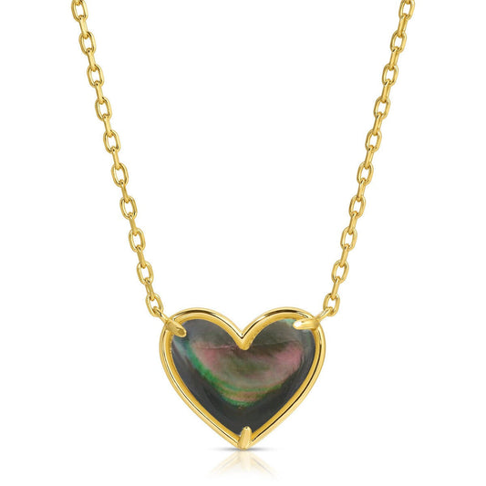 Oh My Heart Necklace, Black Mother of Pearl