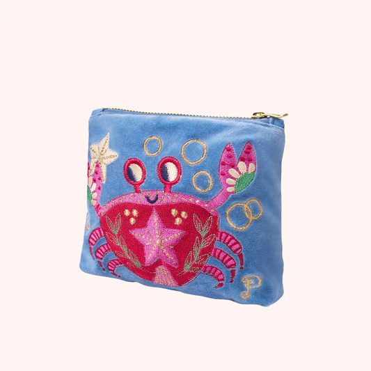 Seafaring Crab Velvet Mini Pouch