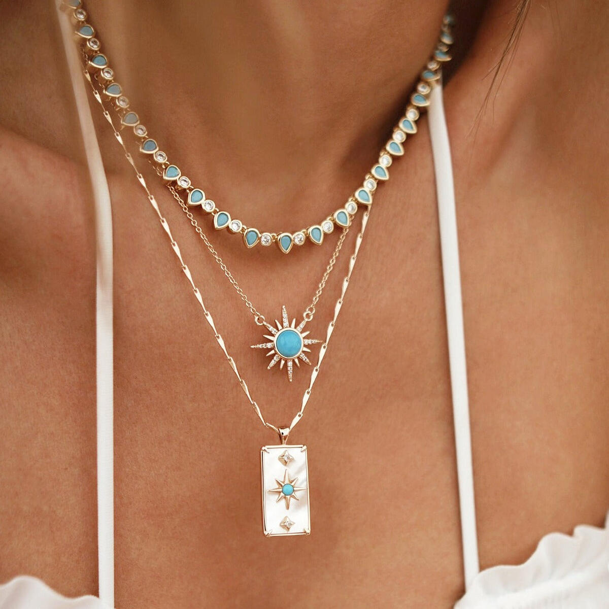 Turquoise Gemstone Starburst Necklace