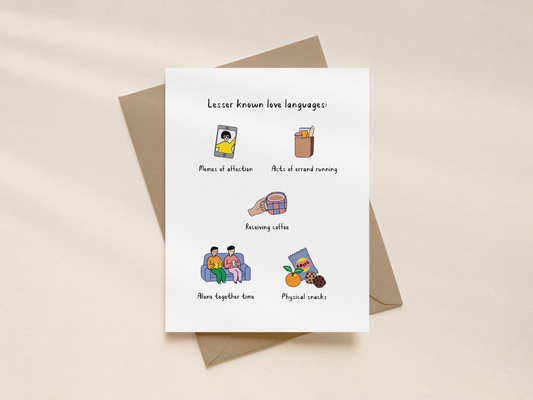 Lesser Known Love Languages Valentine's Day Card