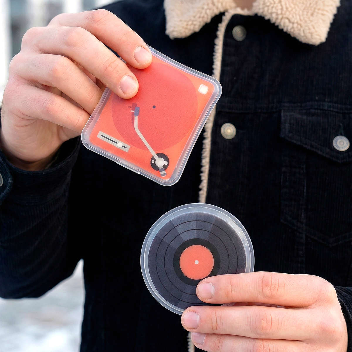 Turntable & Vinyl Record Hand Warmer Set