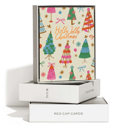 Holly Jolly Trees Boxed Set of 8