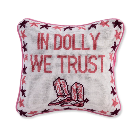 Trust in Dolly Needlepoint Embroidered Pillow
