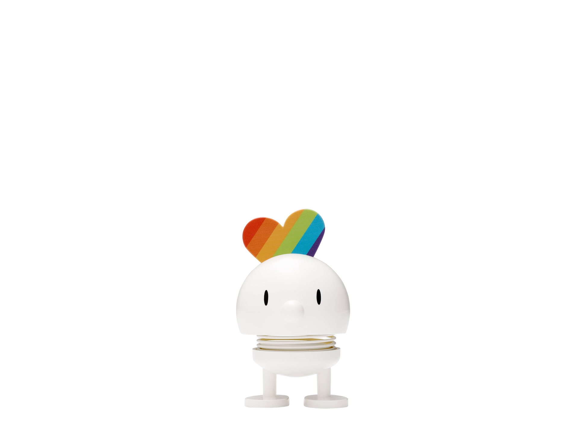 White character with rainbow heart on a white background