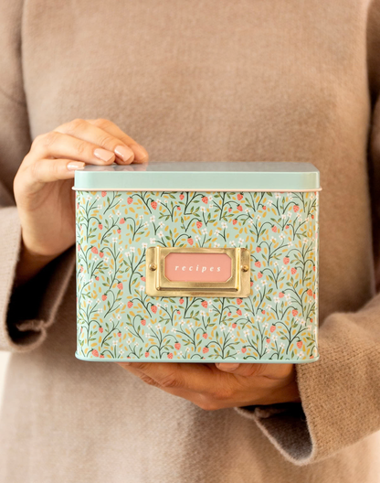 Strawberry Meadow Tin Recipe Box