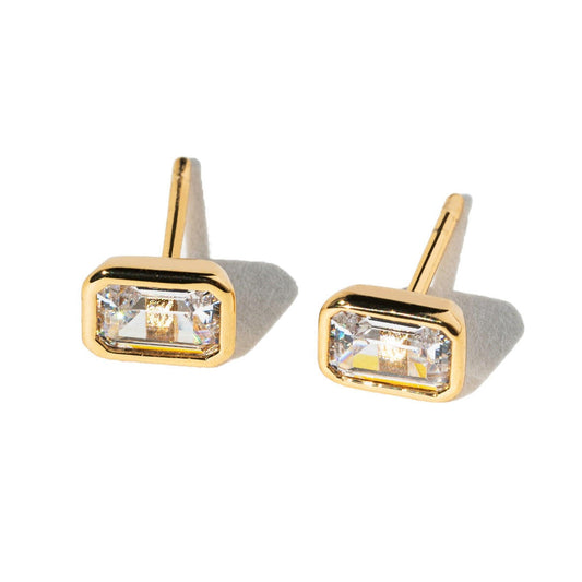 Emerald Cut Bezel Studs