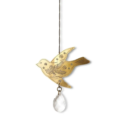 Surya Bird Engraved Brass Suncatcher