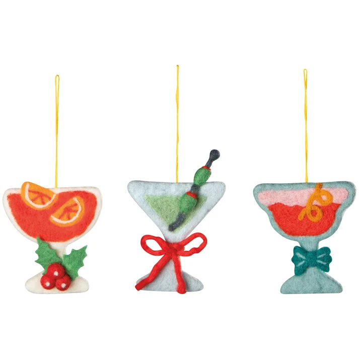 Martinis Felt Ornament