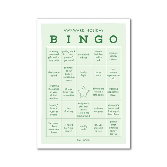 Awkward Holiday Bingo Game